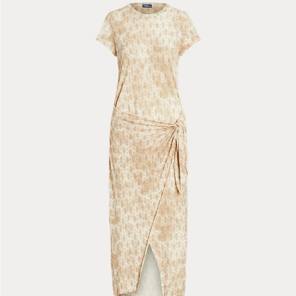 Ralph Lauren Neutral Casual Wrap Midi Dress